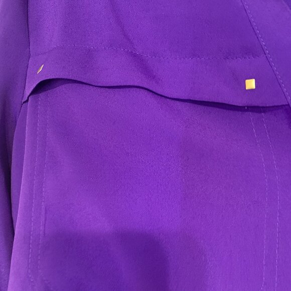 Attention Bright Purple Medium Long Sleeve Dressy Blouse - Picture 4 of 6
